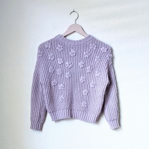 zara girls purple floral embroidery knit sweater